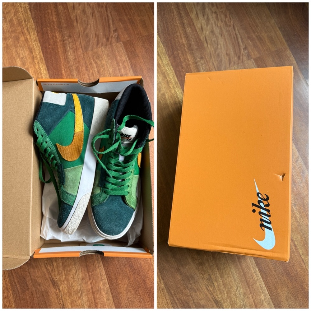 Nike Kids Green and Yellow High-Top Sneakers